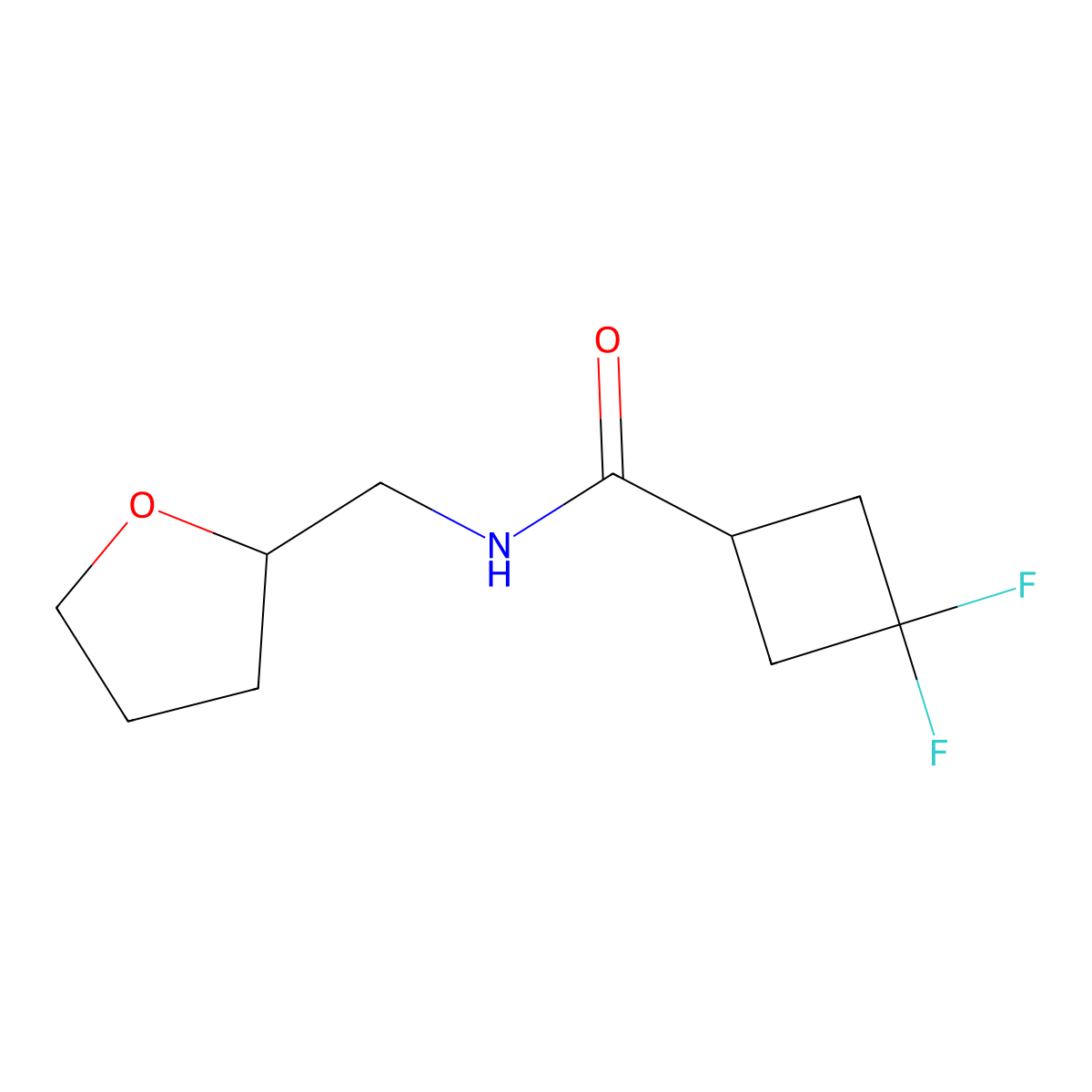 3,3-difluoro-N-[(oxolan-2-yl)methyl]cyclobutane-1-carboxamide molecular structure, CAS 2326122-38-5