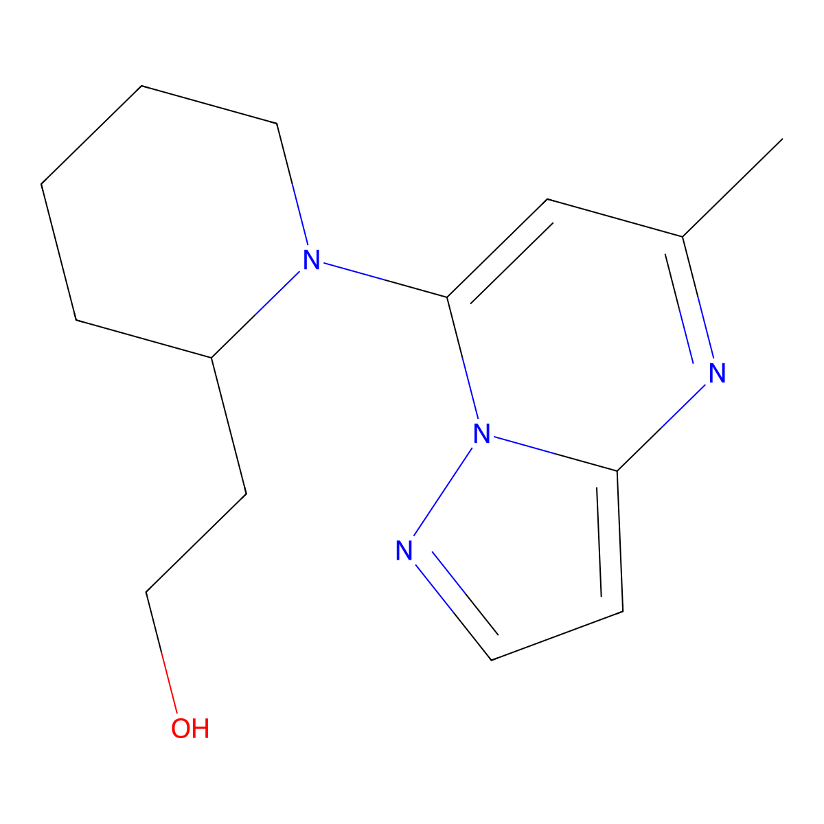 2-(1-{5-Methylpyrazolo[1,5-a]pyrimidin-7-yl}piperidin-2-yl)ethan-1-ol molecular structure, CAS 2326122-94-3