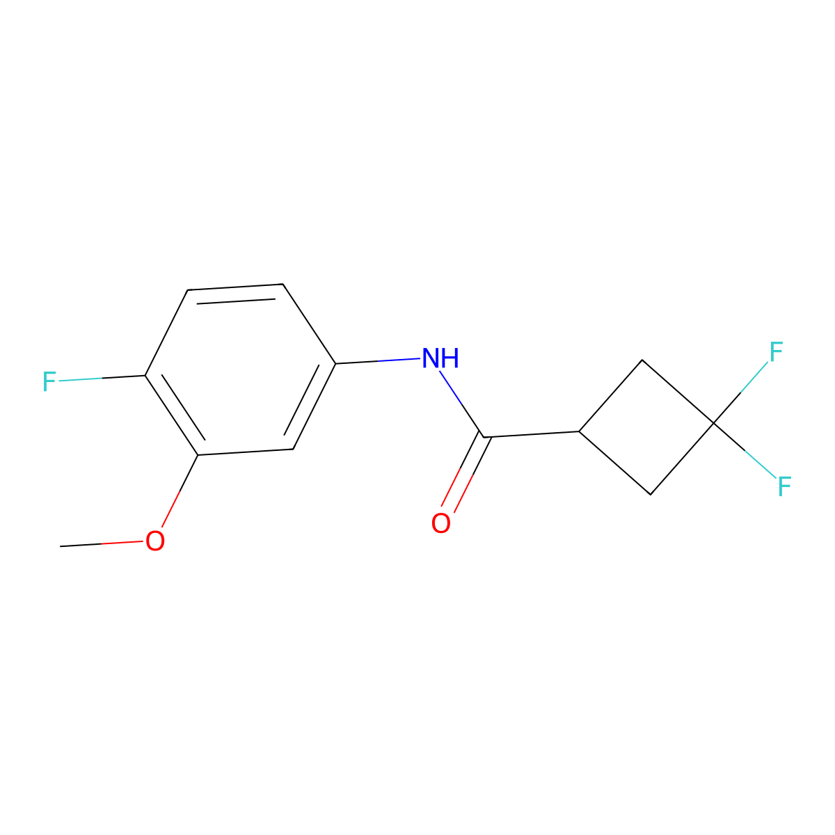 3,3-difluoro-N-(4-fluoro-3-methoxyphenyl)cyclobutane-1-carboxamide molecular structure, CAS 2326125-85-1
