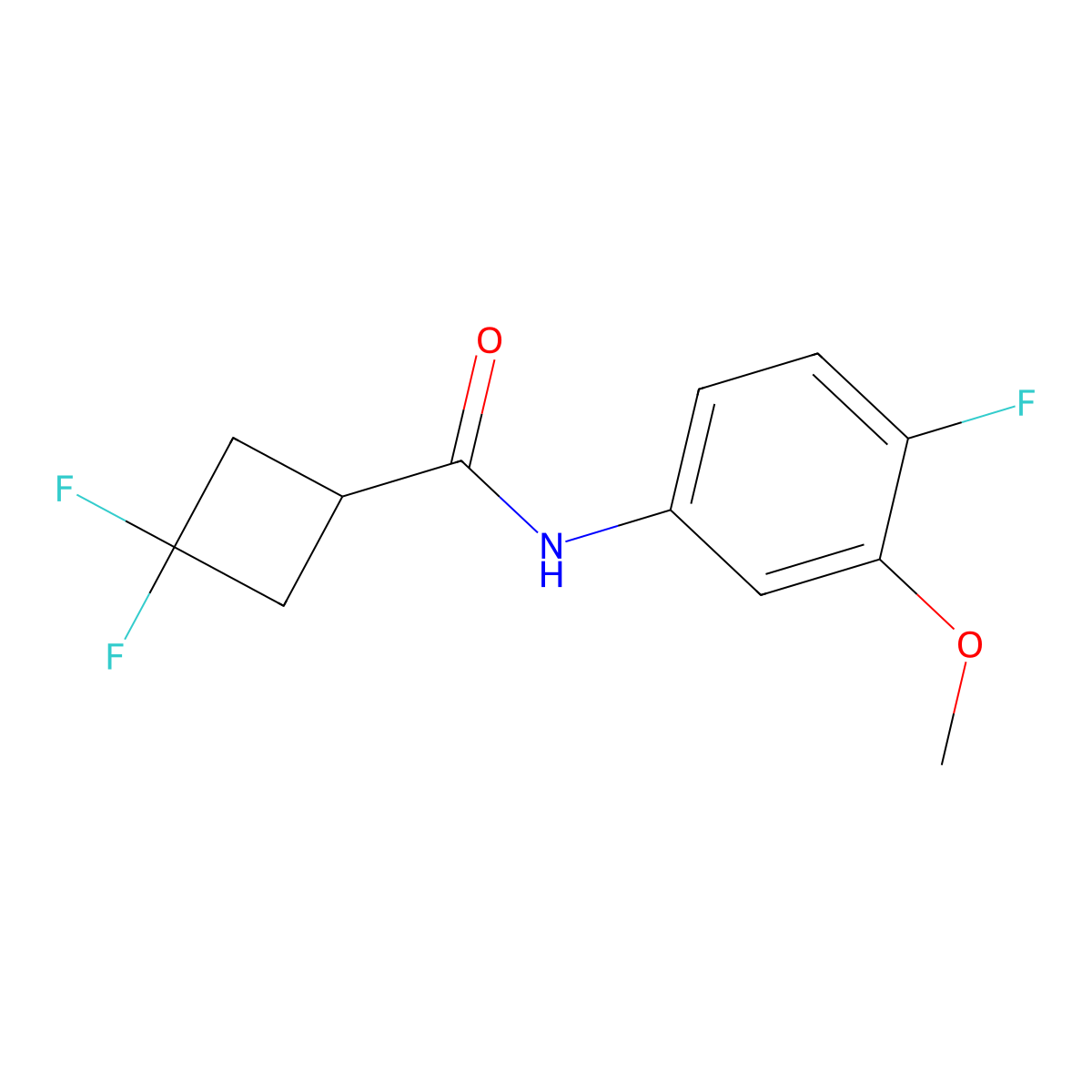 3,3-difluoro-N-(4-fluoro-3-methoxyphenyl)cyclobutane-1-carboxamide molecular structure, CAS 2326125-85-1