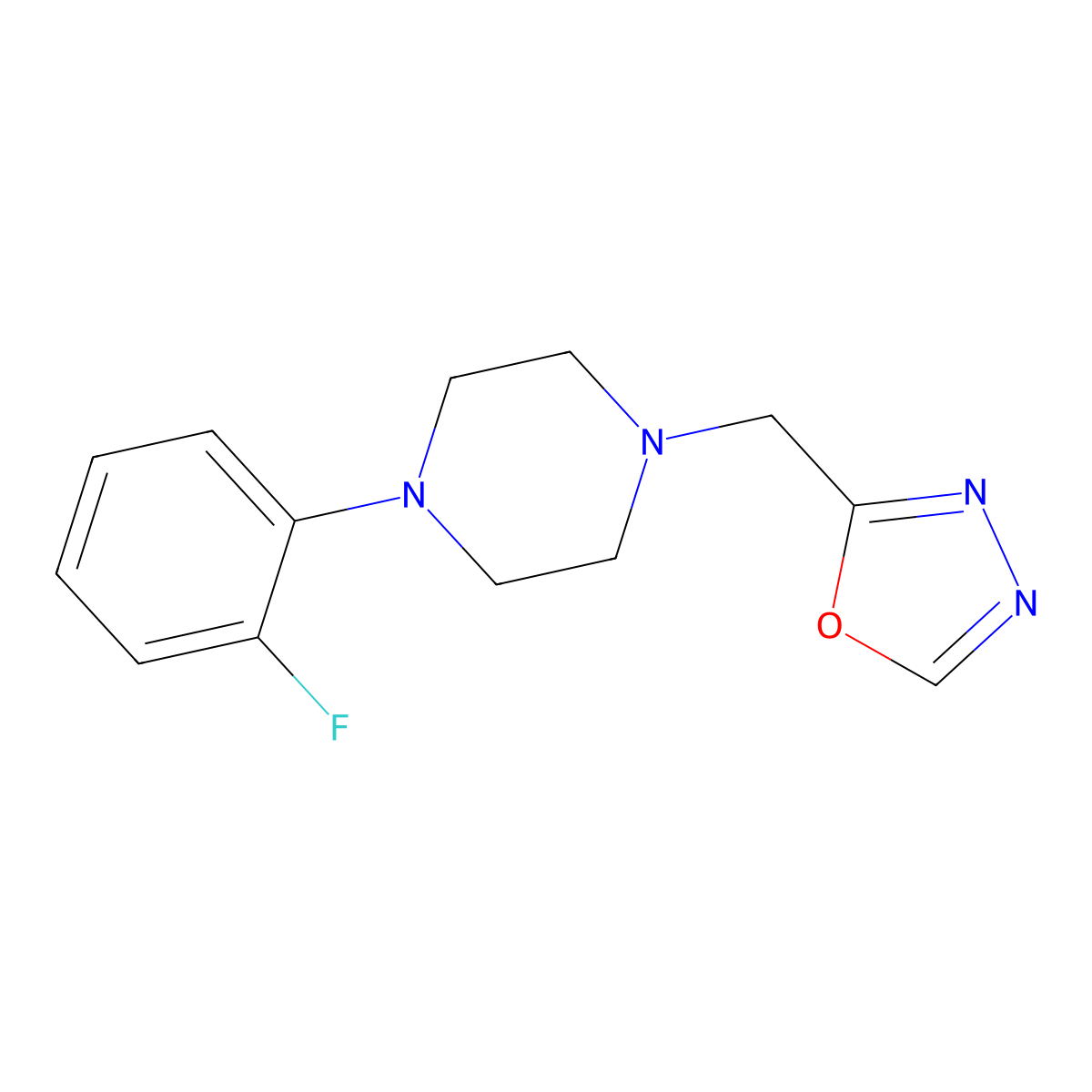 1-(2-Fluorophenyl)-4-[(1,3,4-oxadiazol-2-yl)methyl]piperazine molecular structure, CAS 2326130-36-1