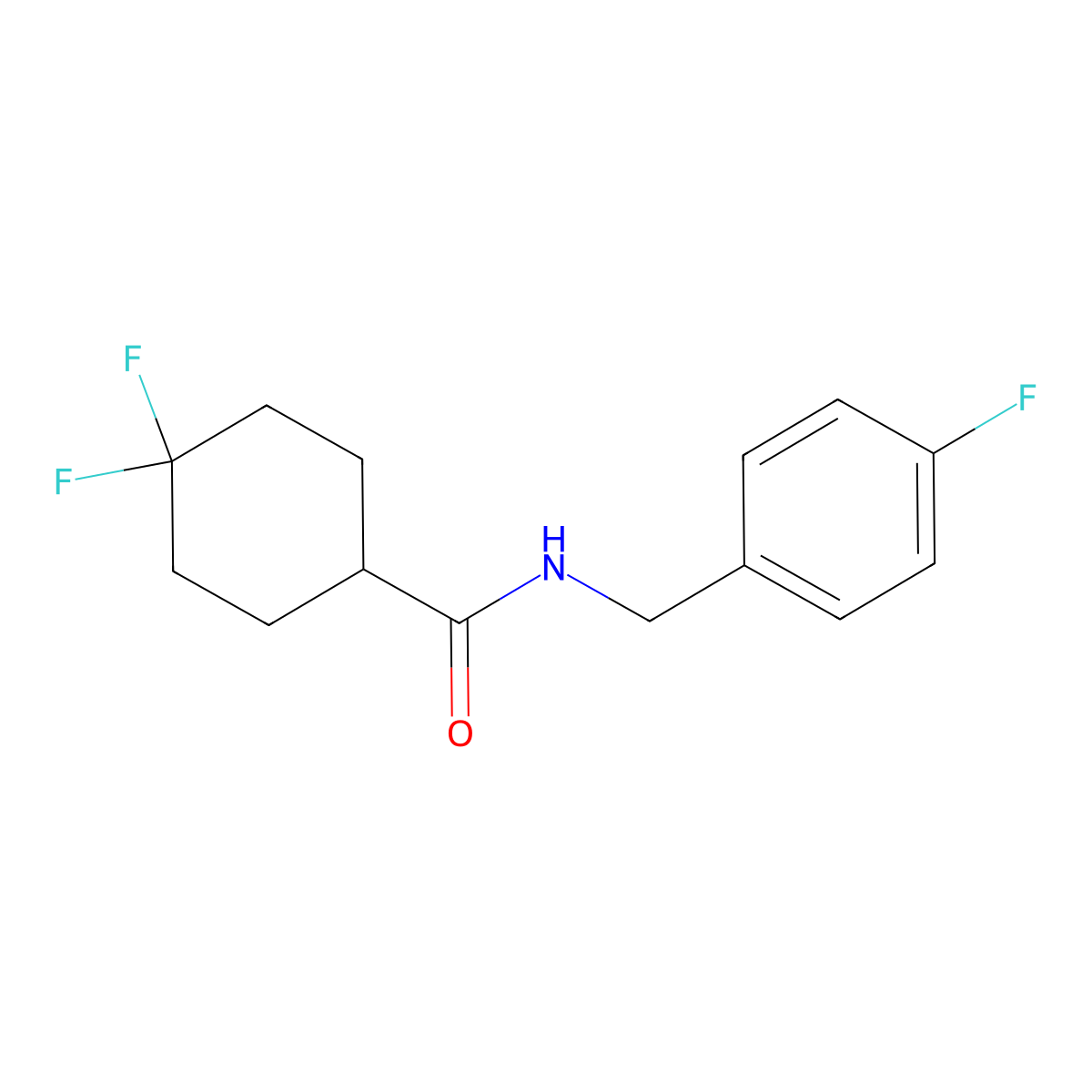4,4-difluoro-N-[(4-fluorophenyl)methyl]cyclohexane-1-carboxamide molecular structure, CAS 2326130-44-1