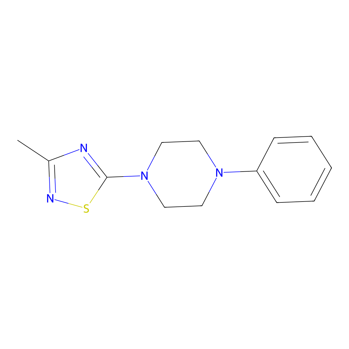 1-(3-Methyl-1,2,4-thiadiazol-5-yl)-4-phenylpiperazine molecular structure, CAS 2326132-08-3