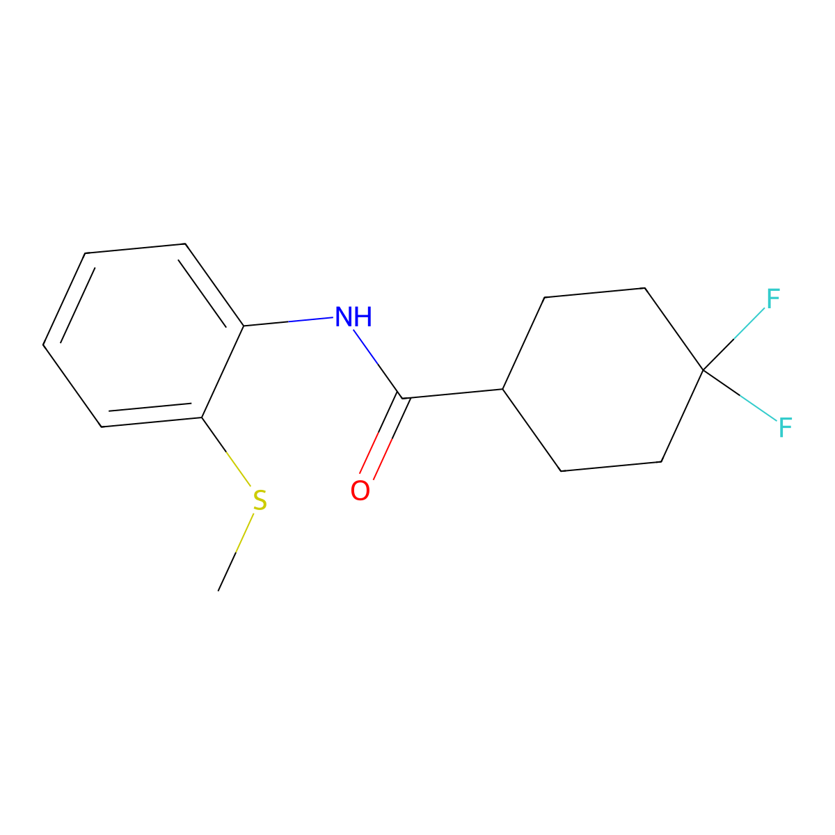 4,4-difluoro-N-[2-(methylsulfanyl)phenyl]cyclohexane-1-carboxamide molecular structure, CAS 2326132-54-9