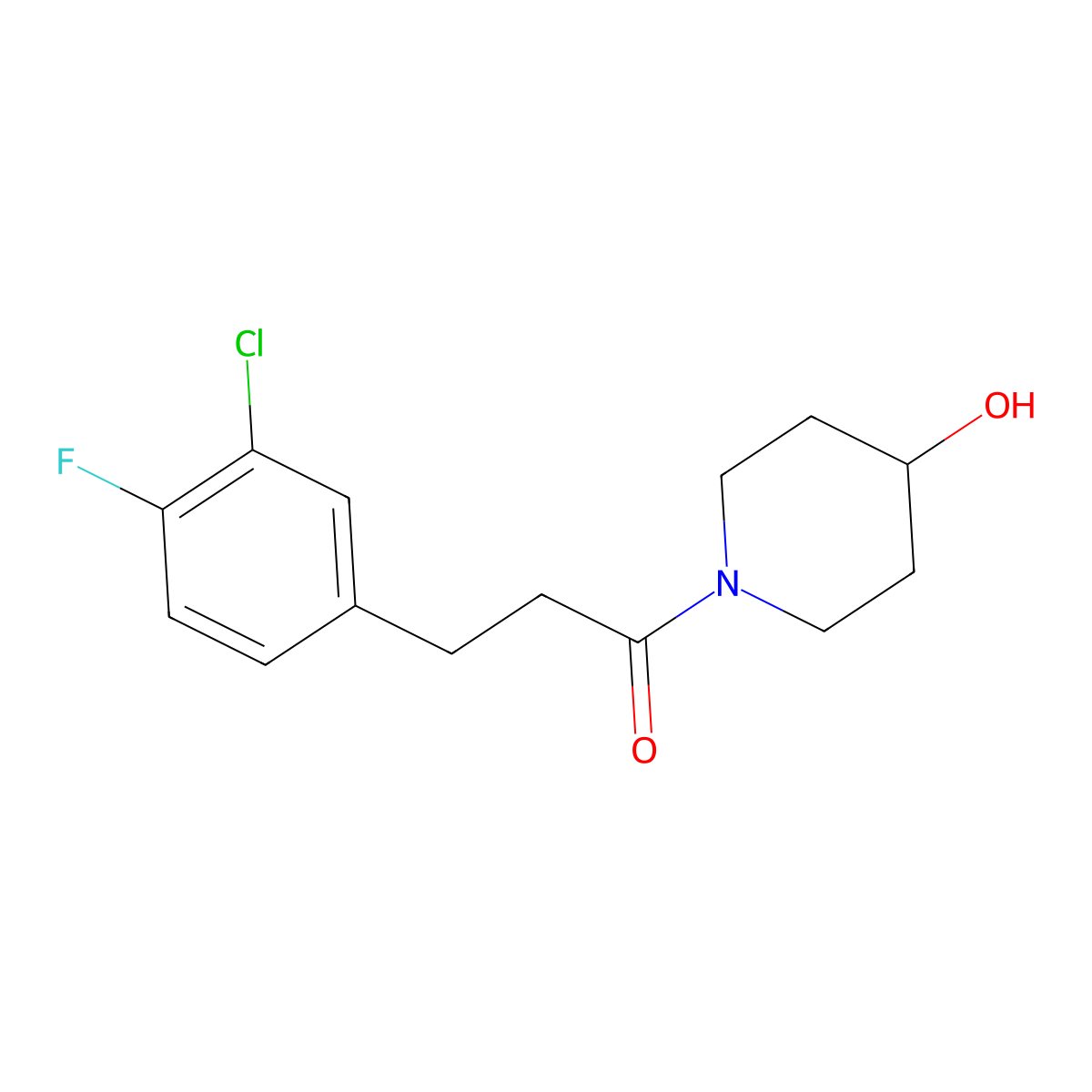3-(3-Chloro-4-fluorophenyl)-1-(4-hydroxypiperidin-1-yl)propan-1-one molecular structure, CAS 2326184-68-1