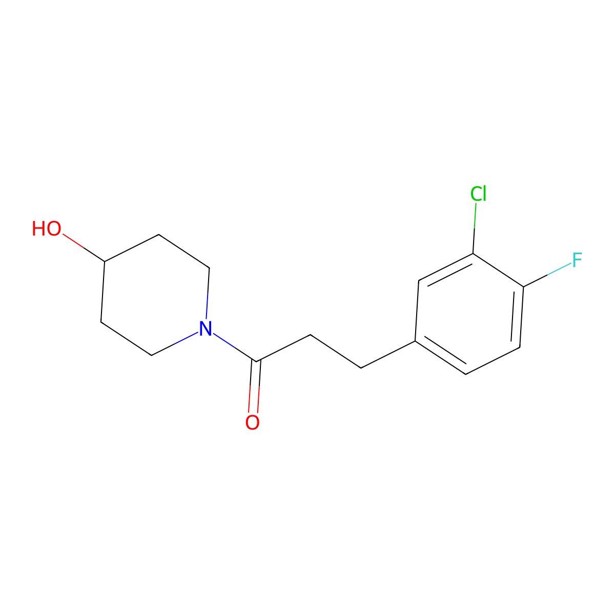 3-(3-Chloro-4-fluorophenyl)-1-(4-hydroxypiperidin-1-yl)propan-1-one molecular structure, CAS 2326184-68-1