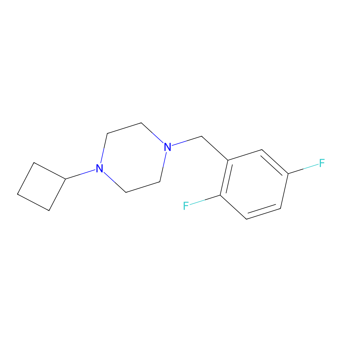 1-Cyclobutyl-4-[(2,5-difluorophenyl)methyl]piperazine molecular structure, CAS 2326186-89-2