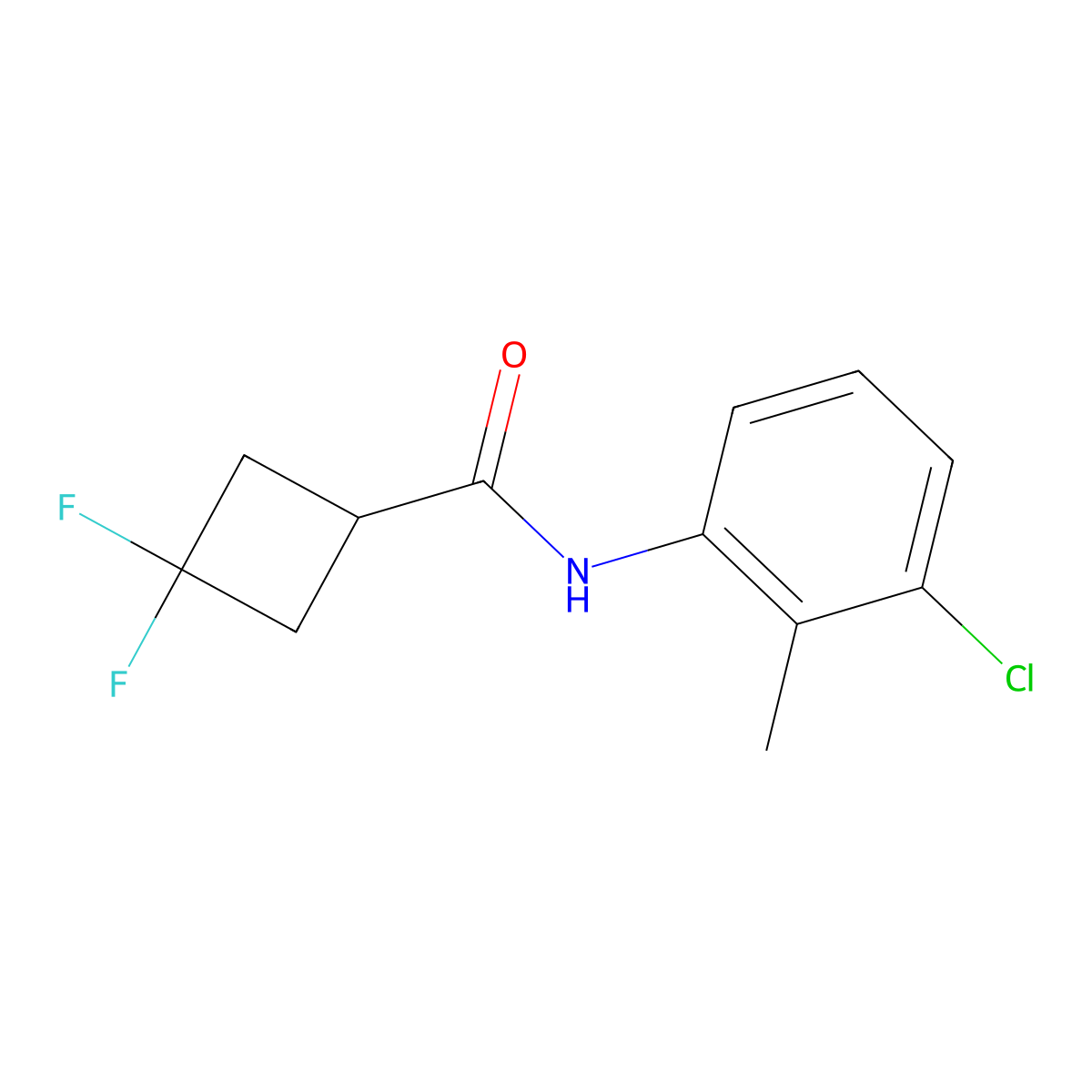 N-(3-chloro-2-methylphenyl)-3,3-difluorocyclobutane-1-carboxamide molecular structure, CAS 2326191-69-7