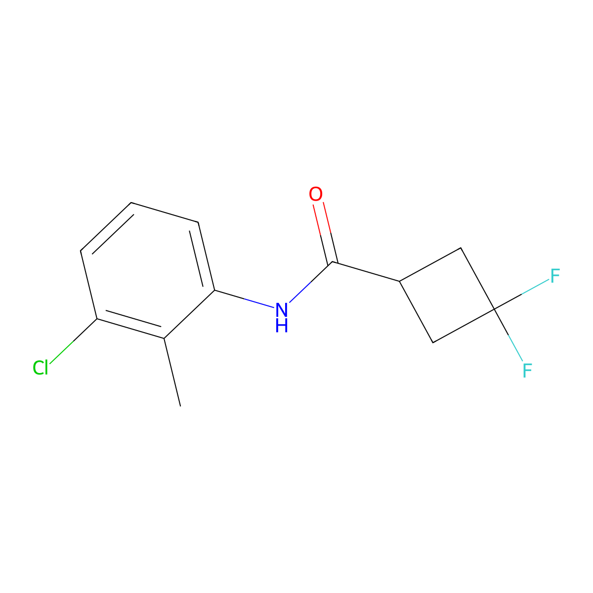 N-(3-chloro-2-methylphenyl)-3,3-difluorocyclobutane-1-carboxamide molecular structure, CAS 2326191-69-7