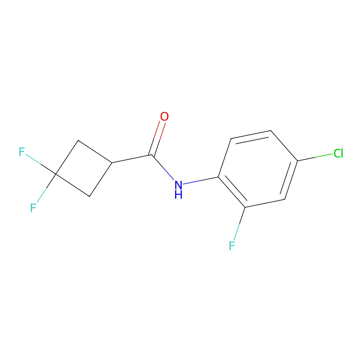 N-(4-chloro-2-fluorophenyl)-3,3-difluorocyclobutane-1-carboxamide molecular structure, CAS 2326191-74-4