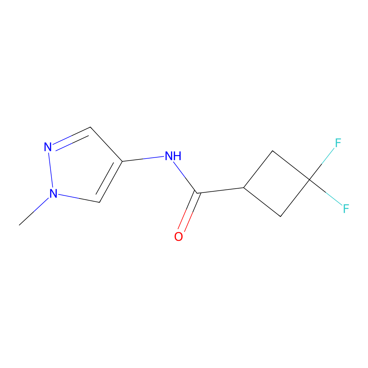 3,3-difluoro-N-(1-methyl-1H-pyrazol-4-yl)cyclobutane-1-carboxamide molecular structure, CAS 2326193-18-2