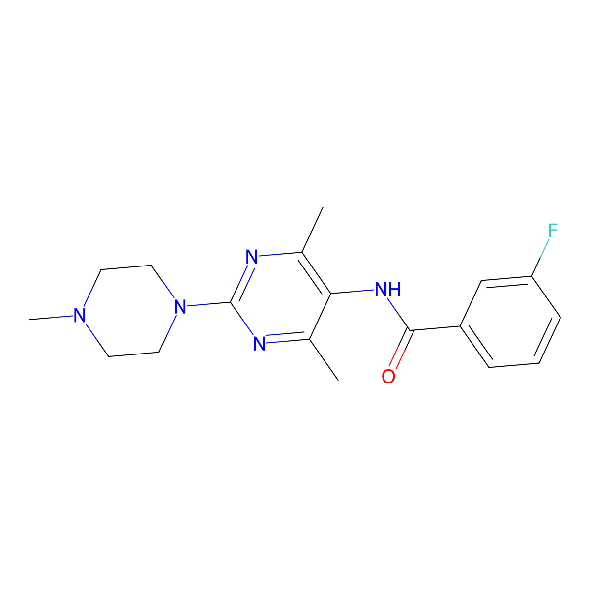 N-[4,6-dimethyl-2-(4-methylpiperazin-1-yl)pyrimidin-5-yl]-3-fluorobenzamide molecular structure, CAS 2326194-73-2