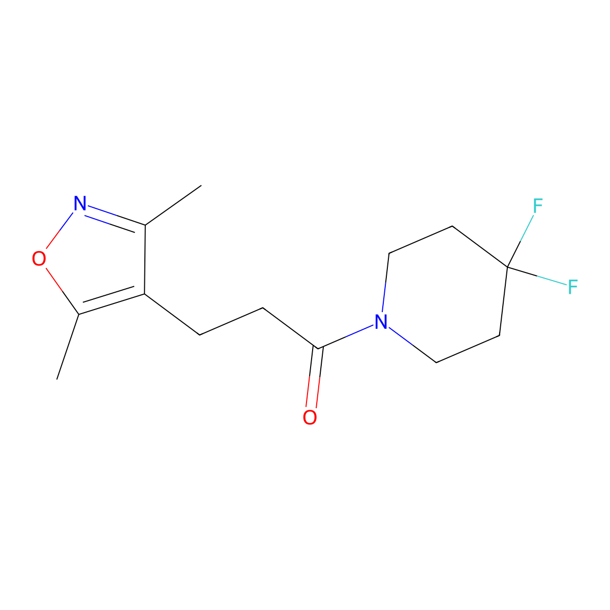1-(4,4-Difluoropiperidin-1-yl)-3-(3,5-dimethyl-1,2-oxazol-4-yl)propan-1-one molecular structure, CAS 2326195-81-5