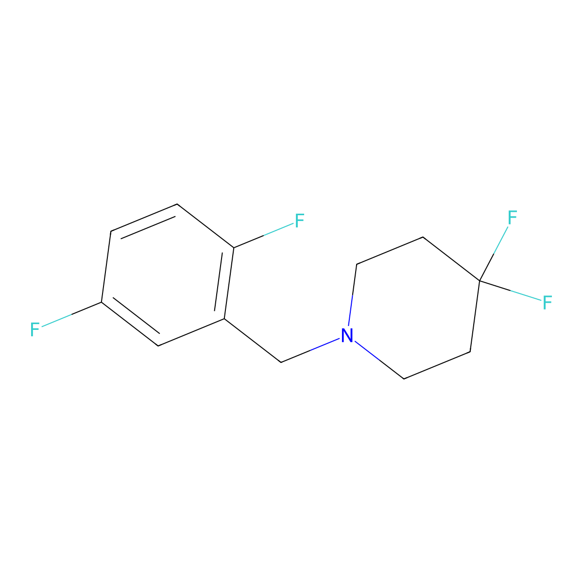 1-[(2,5-Difluorophenyl)methyl]-4,4-difluoropiperidine molecular structure, CAS 2326196-28-3