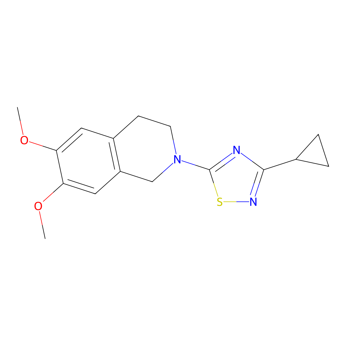 2-(3-Cyclopropyl-1,2,4-thiadiazol-5-yl)-6,7-dimethoxy-1,2,3,4-tetrahydroisoquinoline molecular structure, CAS 2326196-59-0