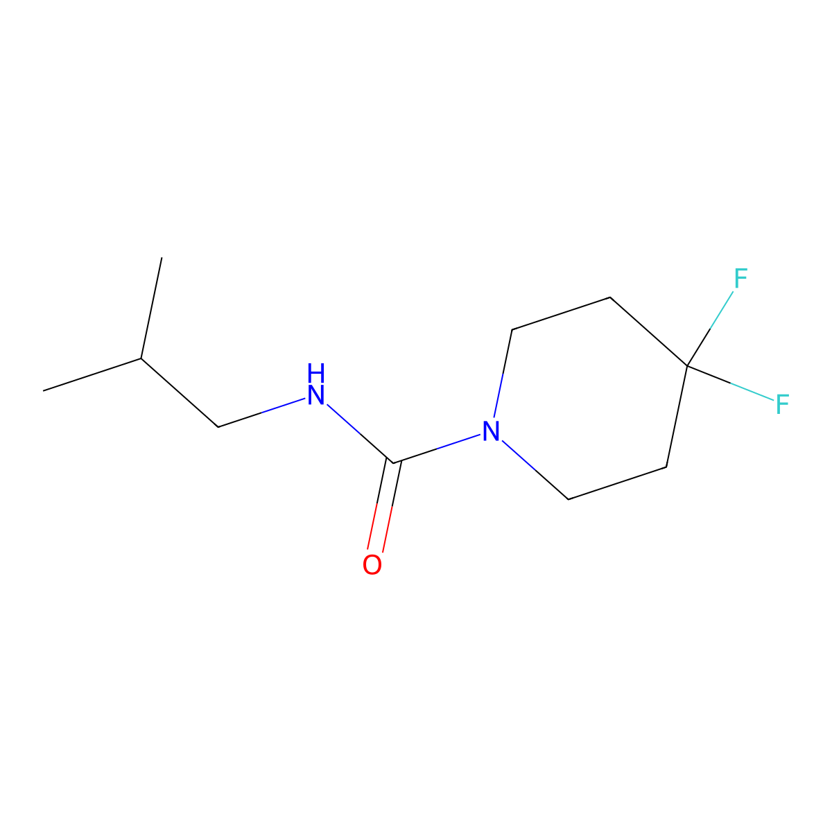 4,4-Difluoro-N-(2-methylpropyl)piperidine-1-carboxamide molecular structure, CAS 2326197-47-9