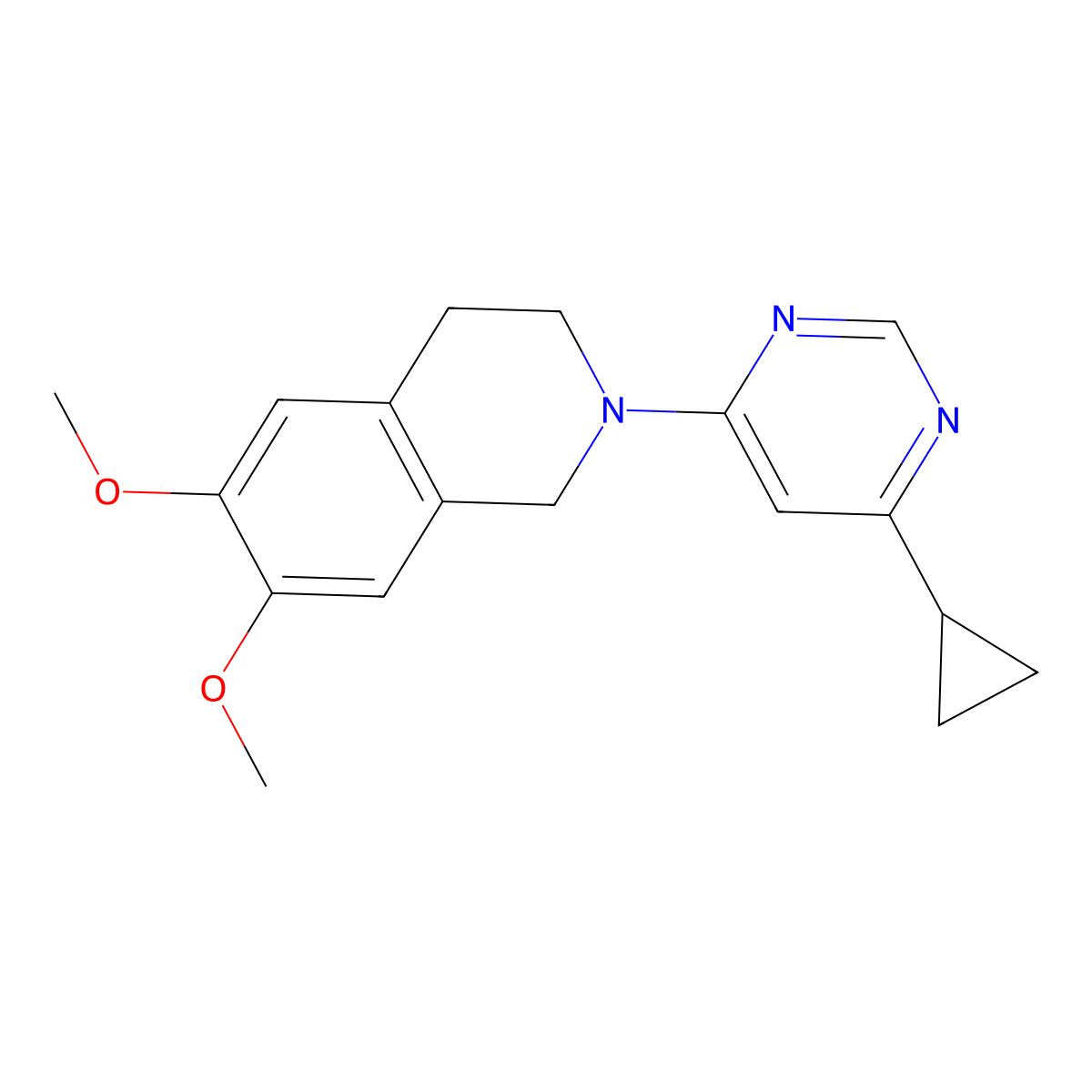 2-(6-Cyclopropylpyrimidin-4-yl)-6,7-dimethoxy-1,2,3,4-tetrahydroisoquinoline molecular structure, CAS 2326198-55-2