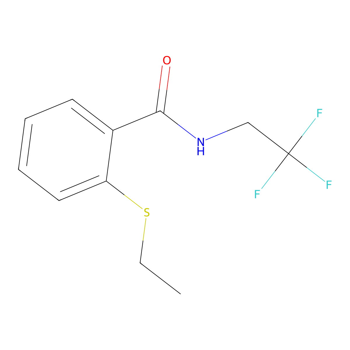 2-(ethylsulfanyl)-N-(2,2,2-trifluoroethyl)benzamide molecular structure, CAS 2326199-76-0