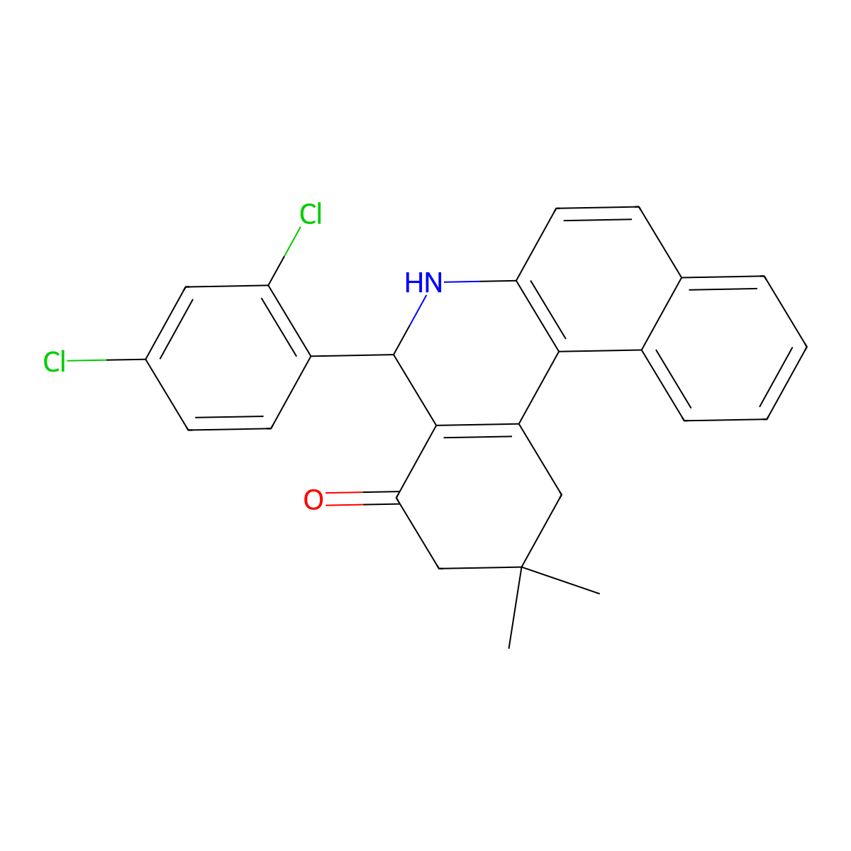 5-(2,4-Dichlorophenyl)-2,2-dimethyl-1,3,5,6-tetrahydrobenzo[a]phenanthridin-4-one molecular structure, CAS 23262-31-9
