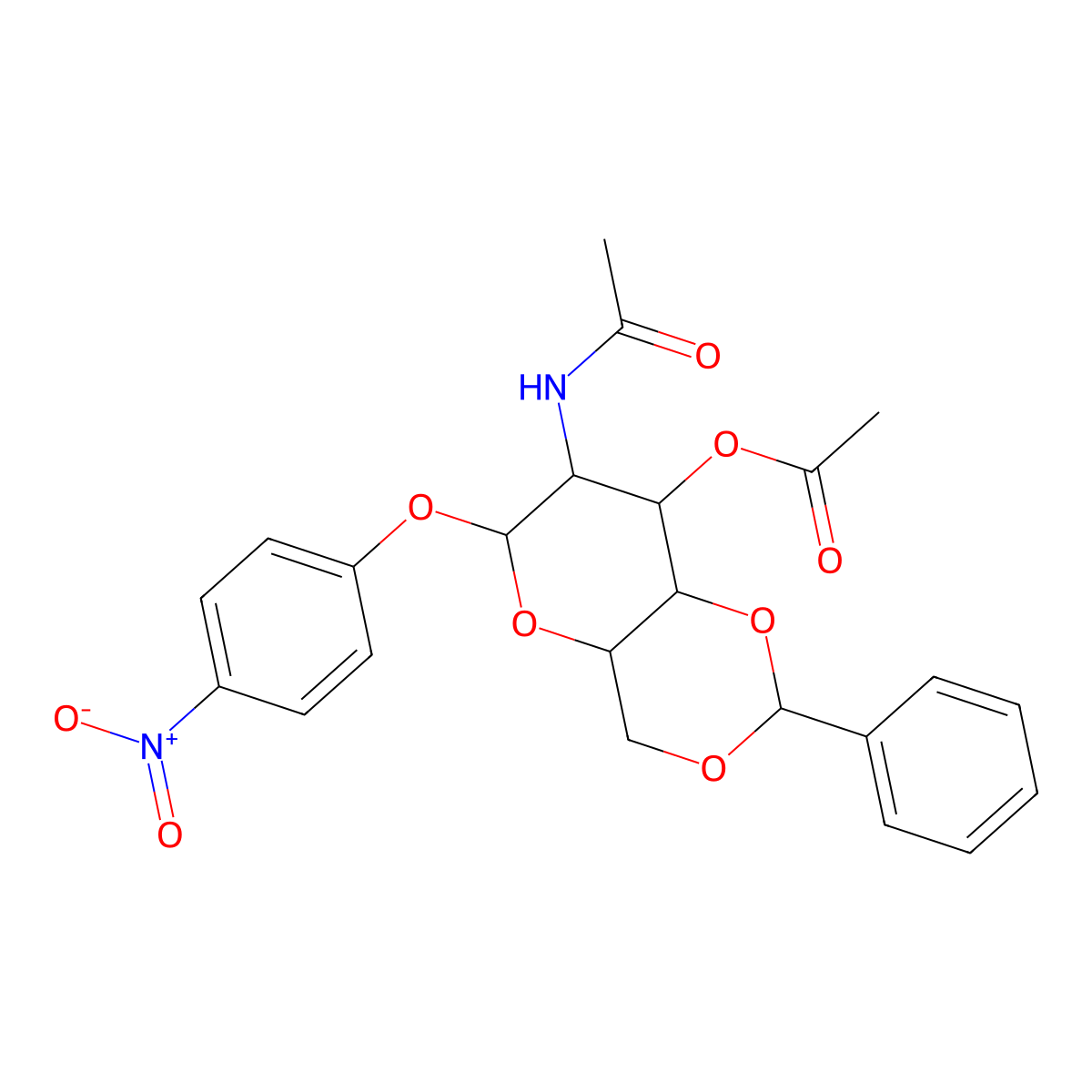 p-Nitrophenyl 2-Acetamido-3-O-acetyl-4,6-O-benzylidene-2-deoxy-alpha-D-glucopyranoside molecular structure, CAS 23262-56-8