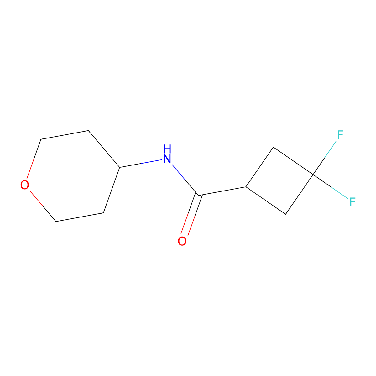3,3-difluoro-N-(oxan-4-yl)cyclobutane-1-carboxamide molecular structure, CAS 2326231-78-9