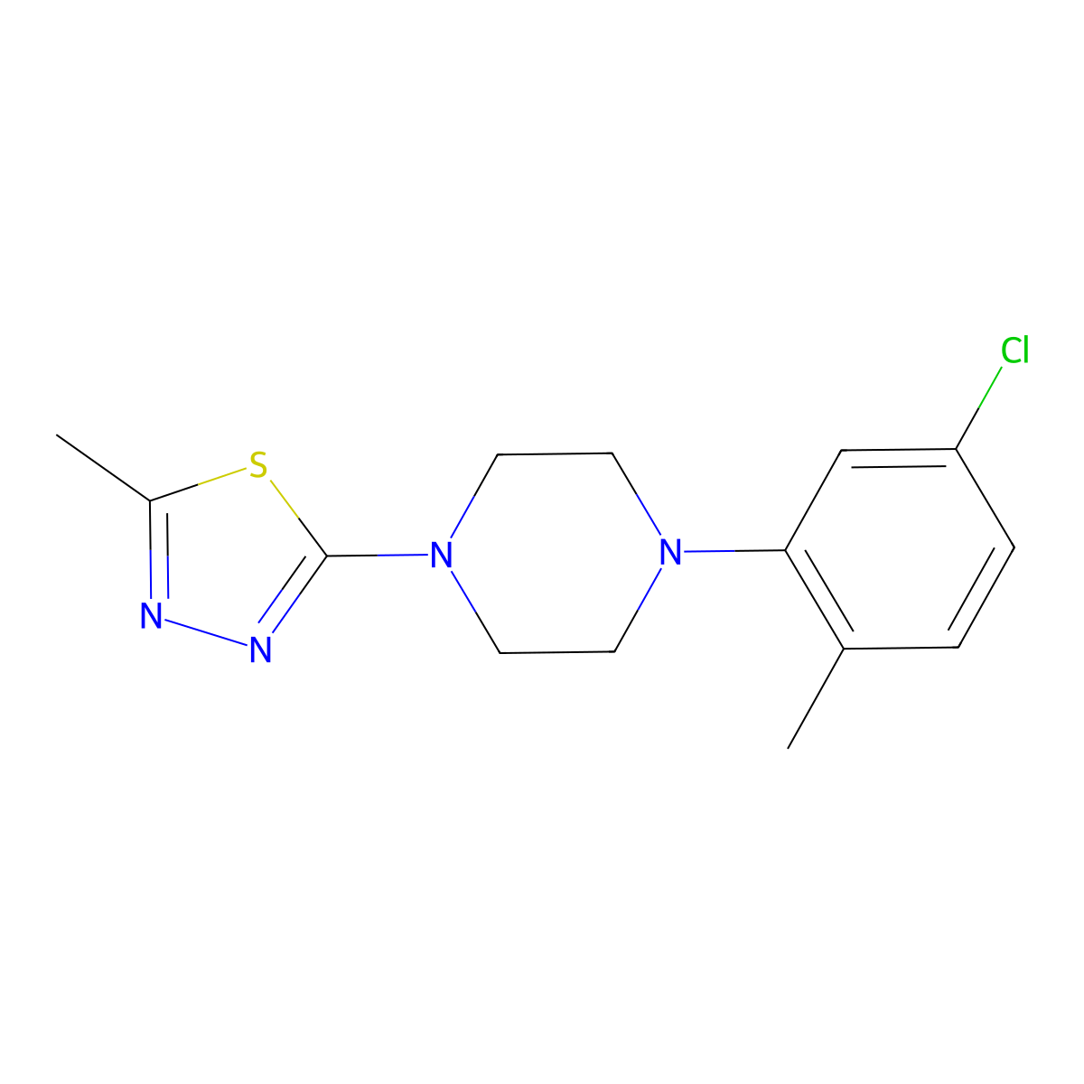 1-(5-Chloro-2-methylphenyl)-4-(5-methyl-1,3,4-thiadiazol-2-yl)piperazine molecular structure, CAS 2326237-72-1