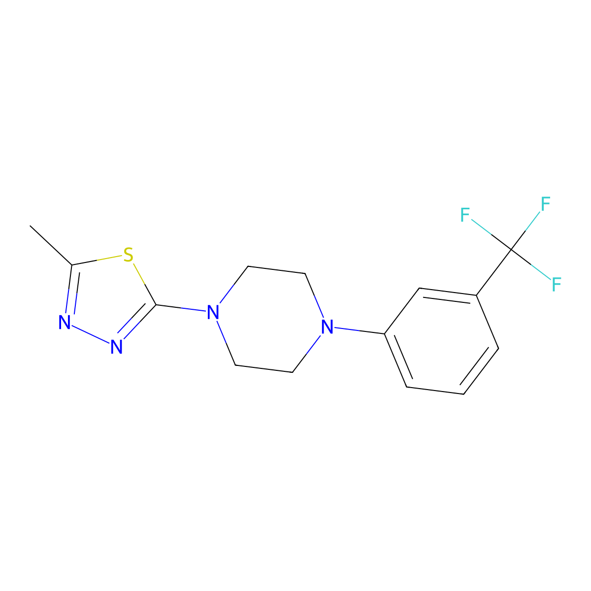 1-(5-Methyl-1,3,4-thiadiazol-2-yl)-4-[3-(trifluoromethyl)phenyl]piperazine molecular structure, CAS 2326240-82-6