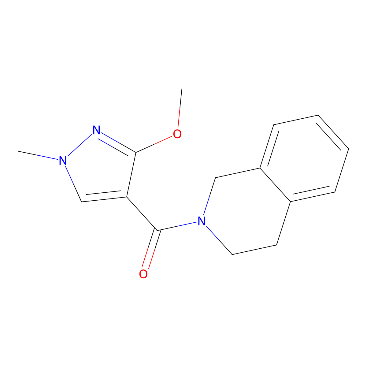 2-(3-methoxy-1-methyl-1H-pyrazole-4-carbonyl)-1,2,3,4-tetrahydroisoquinoline molecular structure, CAS 2326242-38-8