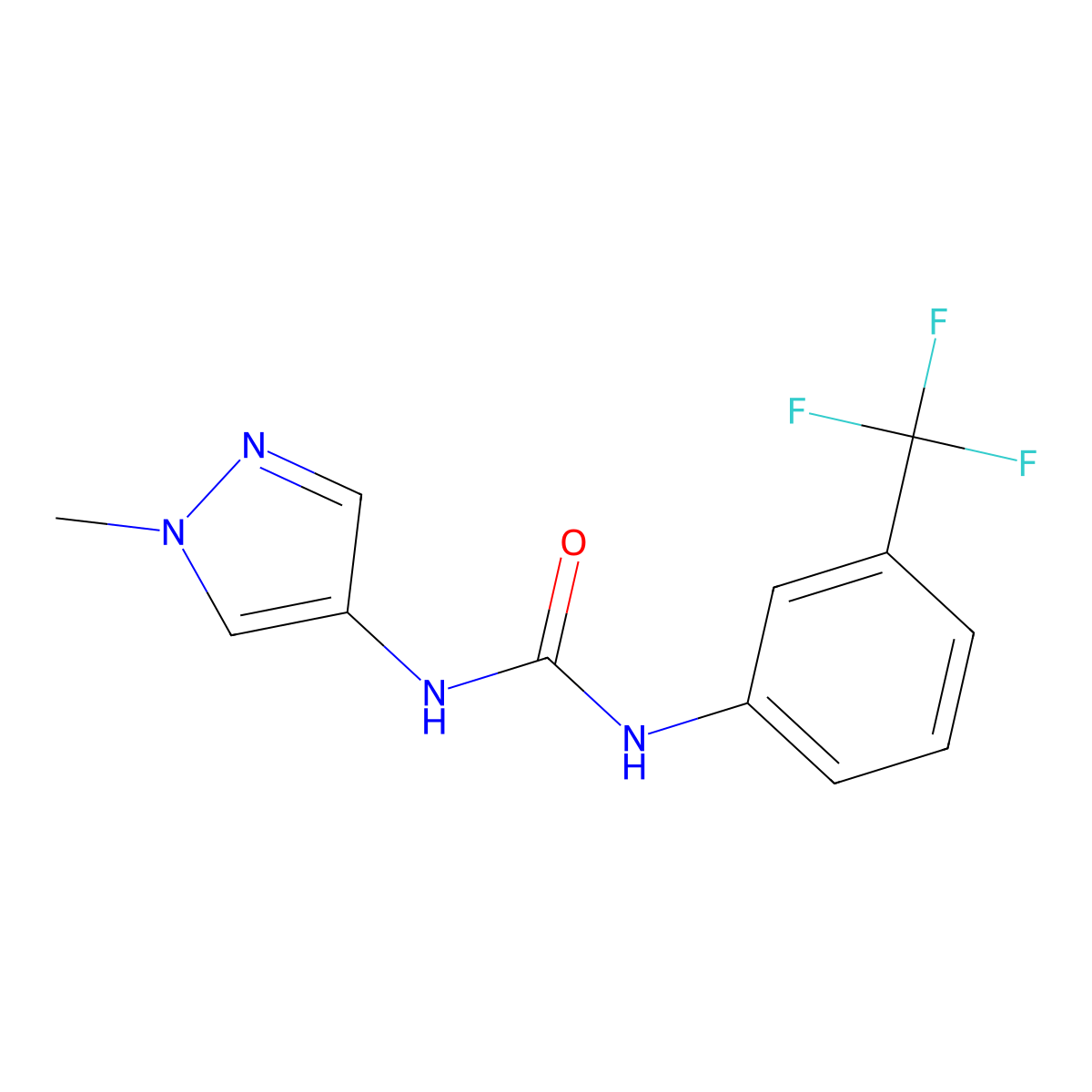 3-(1-methyl-1H-pyrazol-4-yl)-1-[3-(trifluoromethyl)phenyl]urea molecular structure, CAS 2326243-87-0