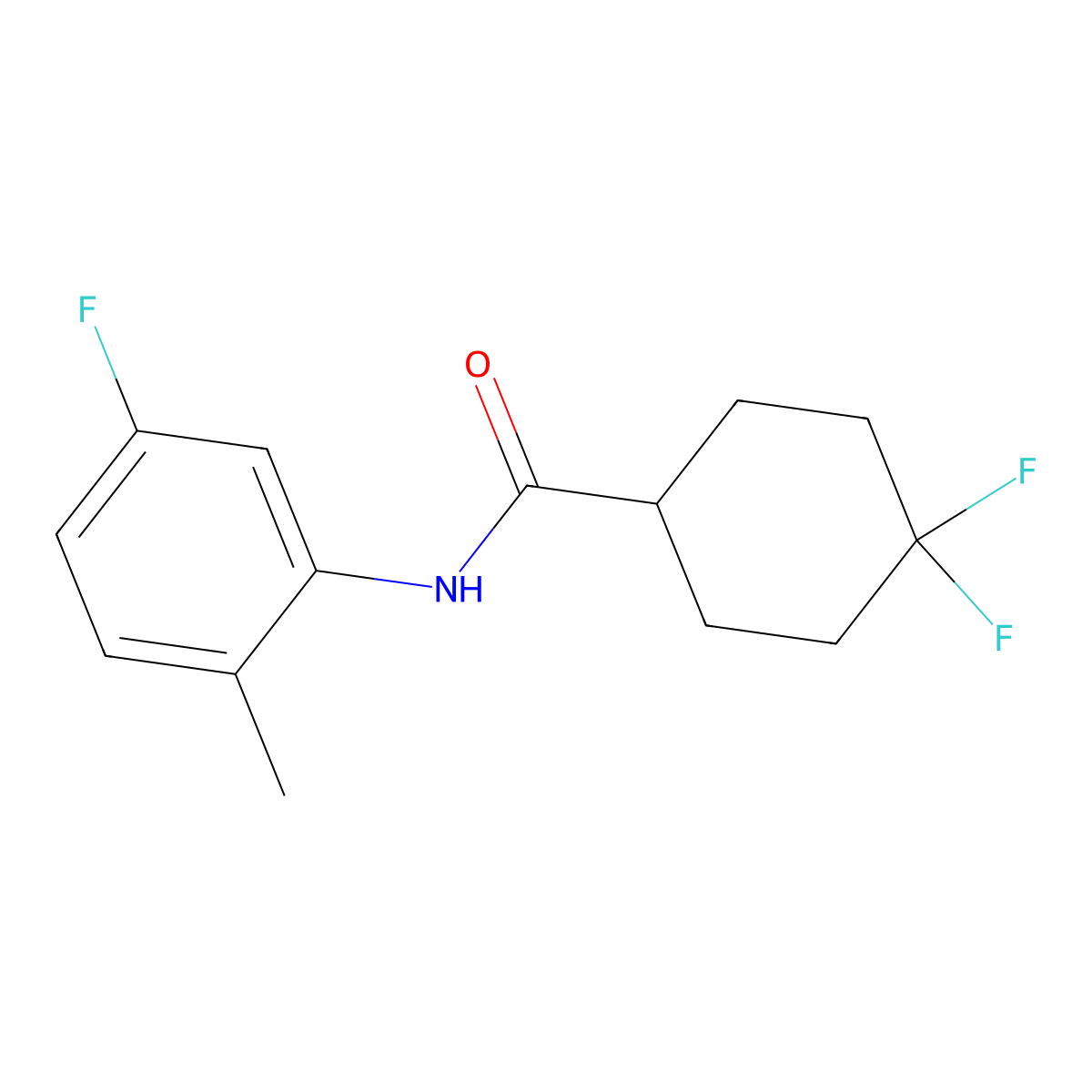 4,4-difluoro-N-(5-fluoro-2-methylphenyl)cyclohexane-1-carboxamide molecular structure, CAS 2326249-64-1