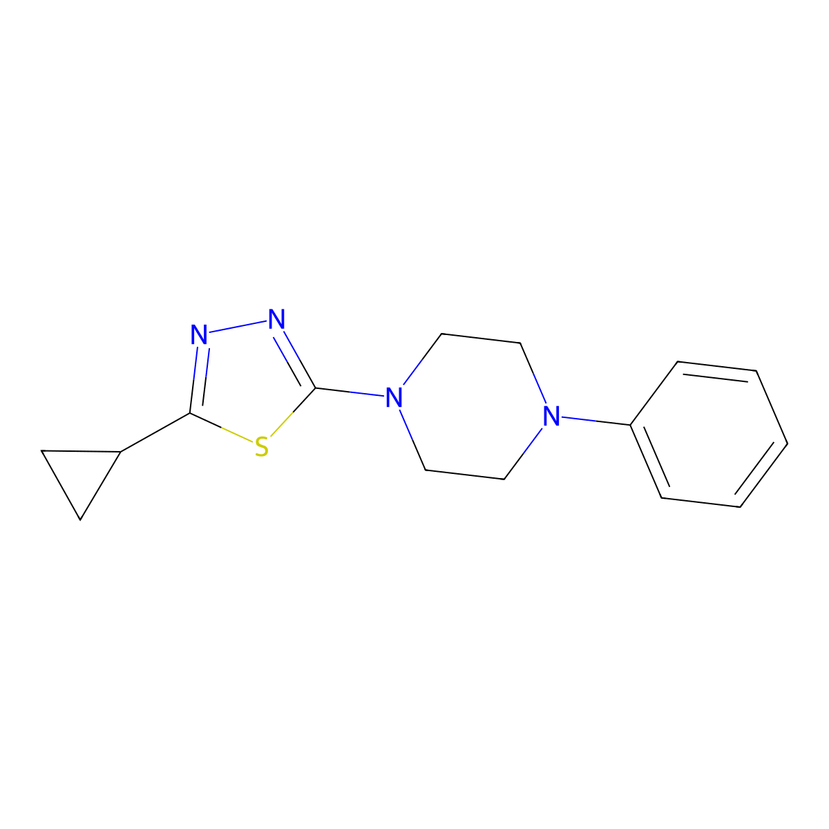 1-(5-Cyclopropyl-1,3,4-thiadiazol-2-yl)-4-phenylpiperazine molecular structure, CAS 2326250-43-3
