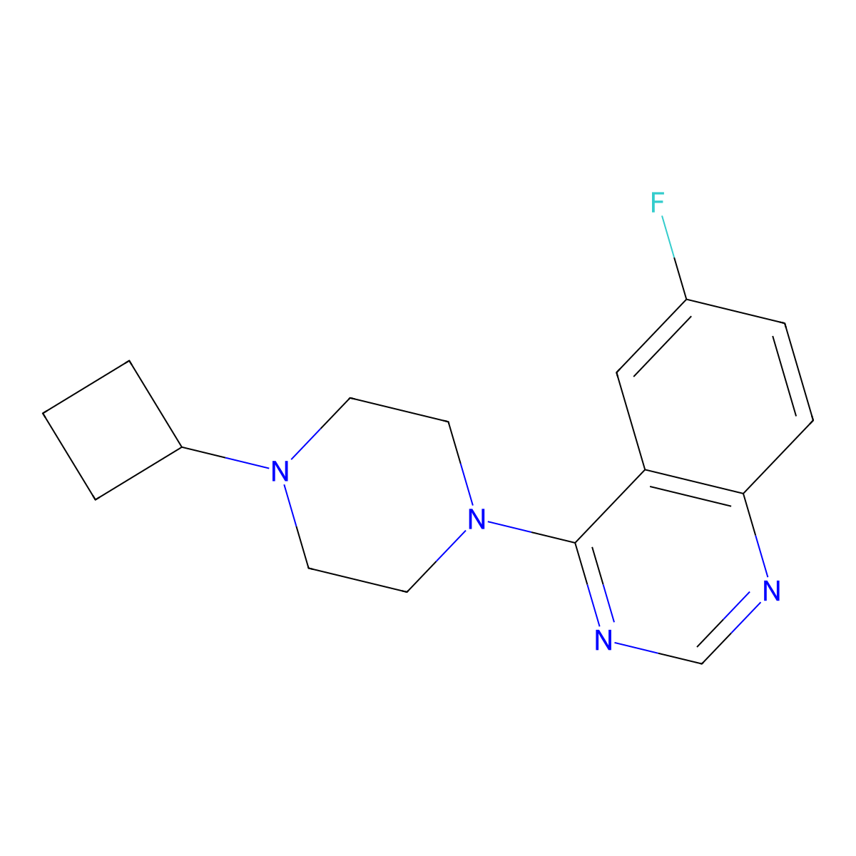 4-(4-Cyclobutylpiperazin-1-yl)-6-fluoroquinazoline molecular structure, CAS 2326250-72-8