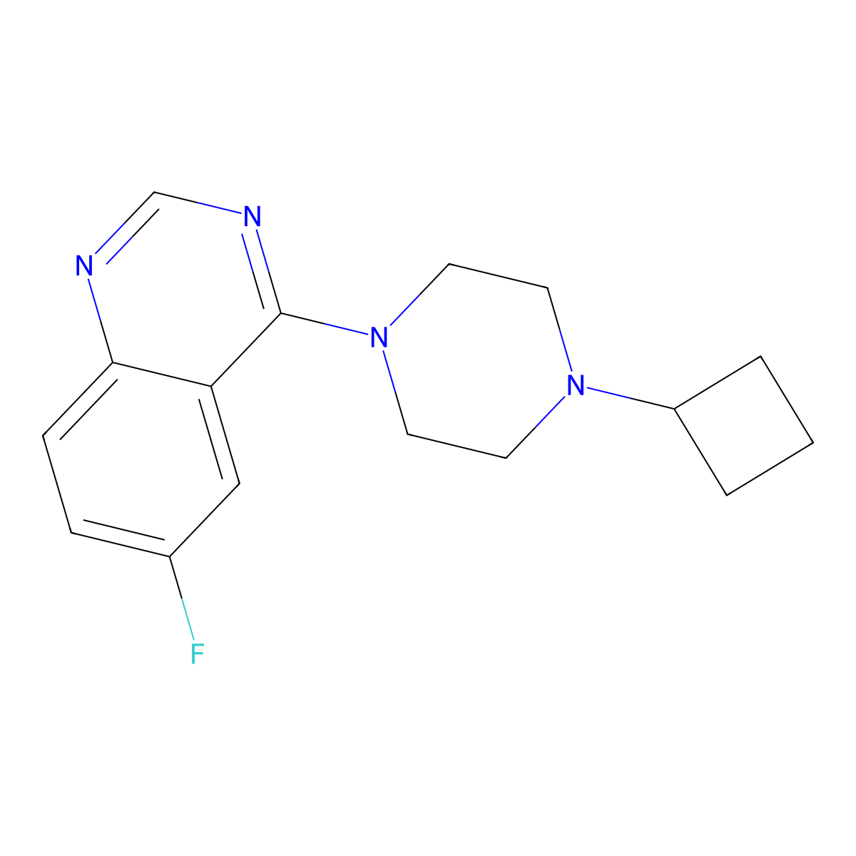 4-(4-Cyclobutylpiperazin-1-yl)-6-fluoroquinazoline molecular structure, CAS 2326250-72-8