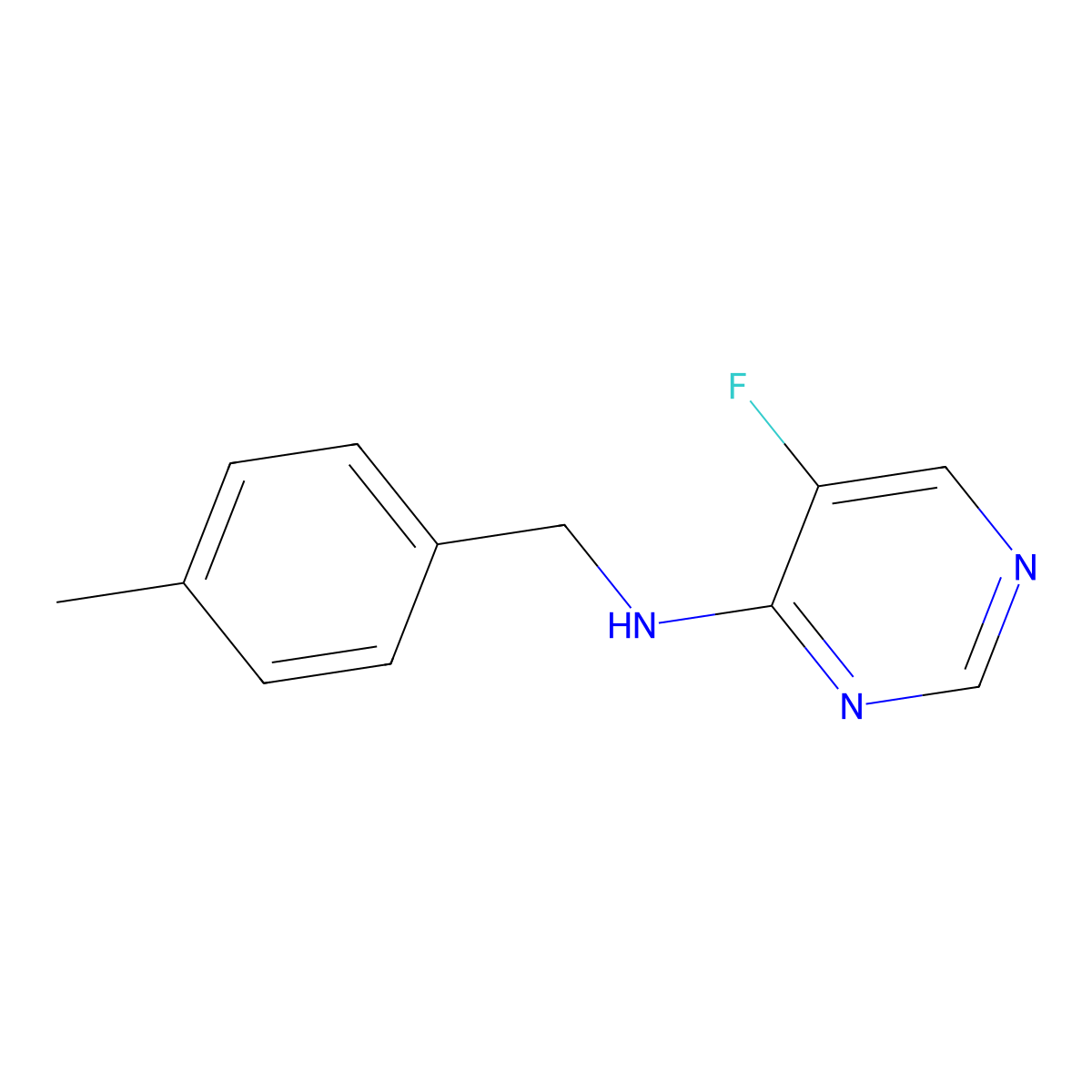 5-fluoro-N-[(4-methylphenyl)methyl]pyrimidin-4-amine molecular structure, CAS 2326252-27-9