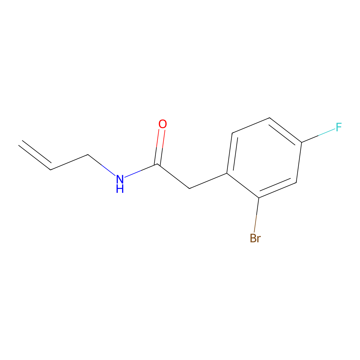 2-(2-bromo-4-fluorophenyl)-N-(prop-2-en-1-yl)acetamide molecular structure, CAS 2326259-75-8