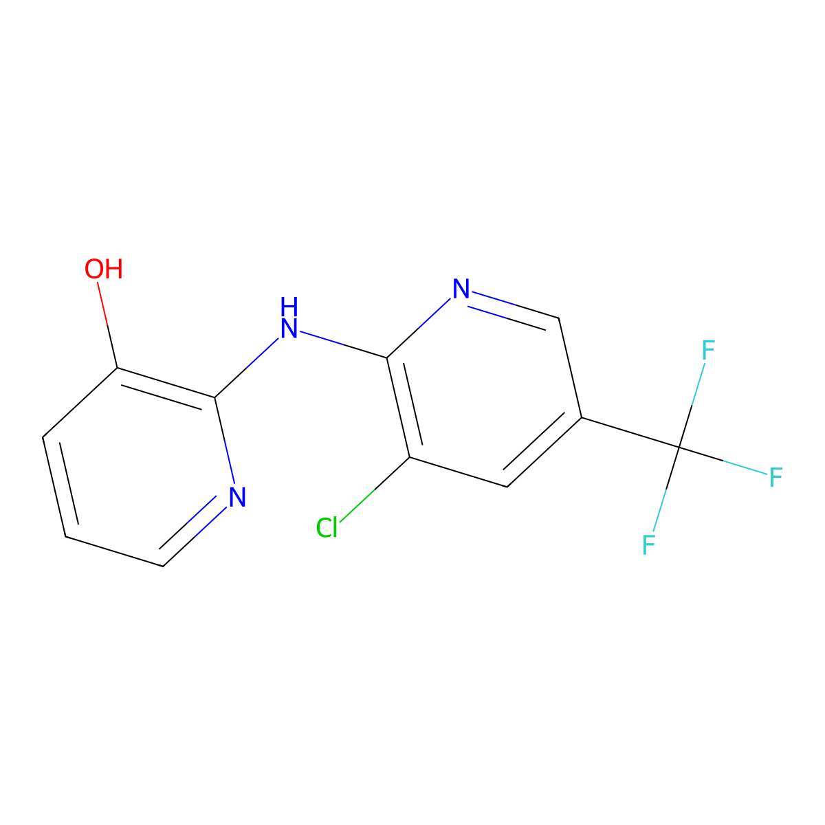 2-{[3-Chloro-5-(trifluoromethyl)pyridin-2-yl]amino}pyridin-3-ol molecular structure, CAS 2326268-75-9