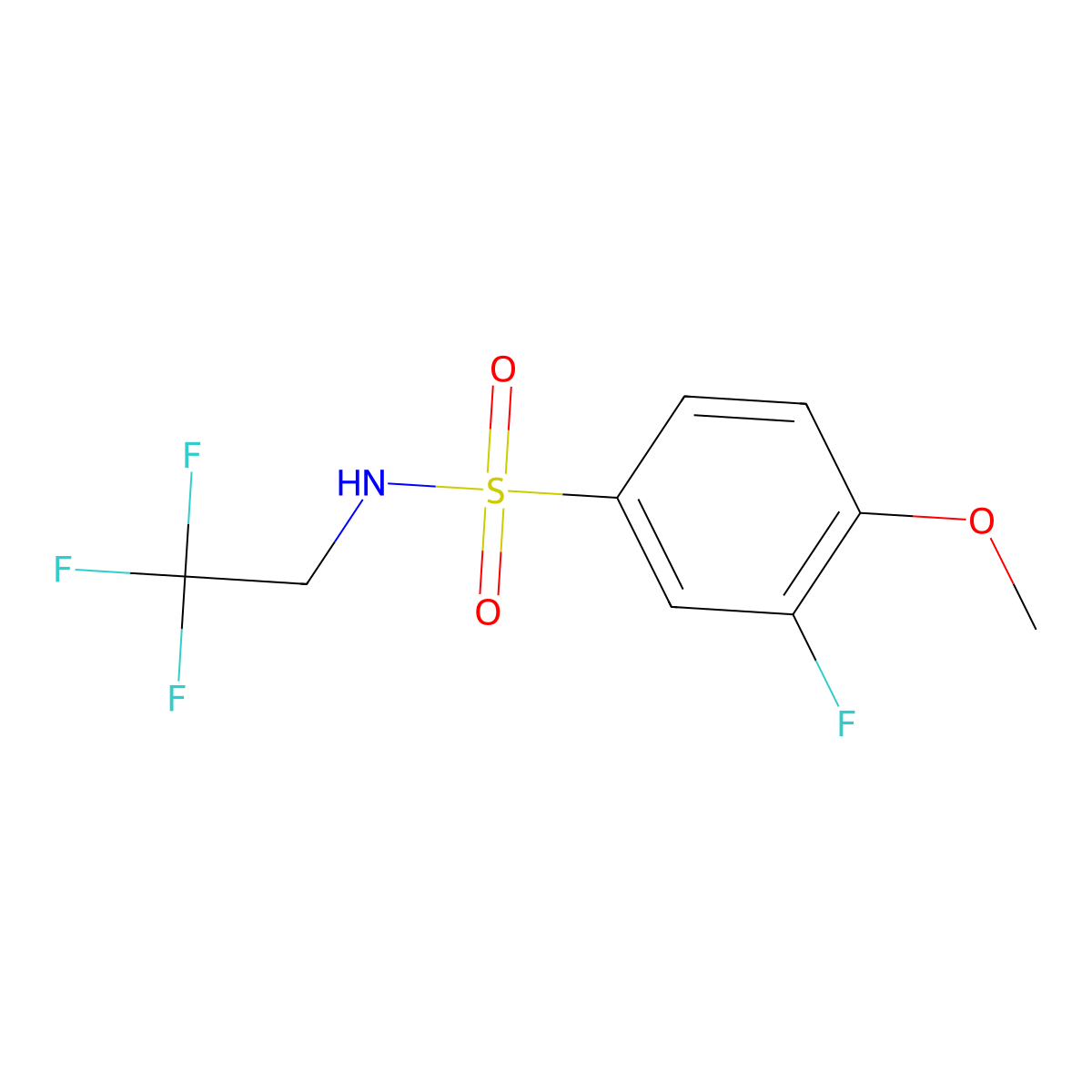 3-fluoro-4-methoxy-N-(2,2,2-trifluoroethyl)benzene-1-sulfonamide molecular structure, CAS 2326273-40-7