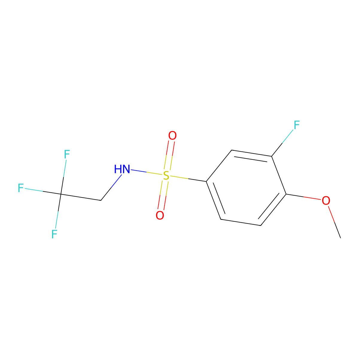 3-fluoro-4-methoxy-N-(2,2,2-trifluoroethyl)benzene-1-sulfonamide molecular structure, CAS 2326273-40-7
