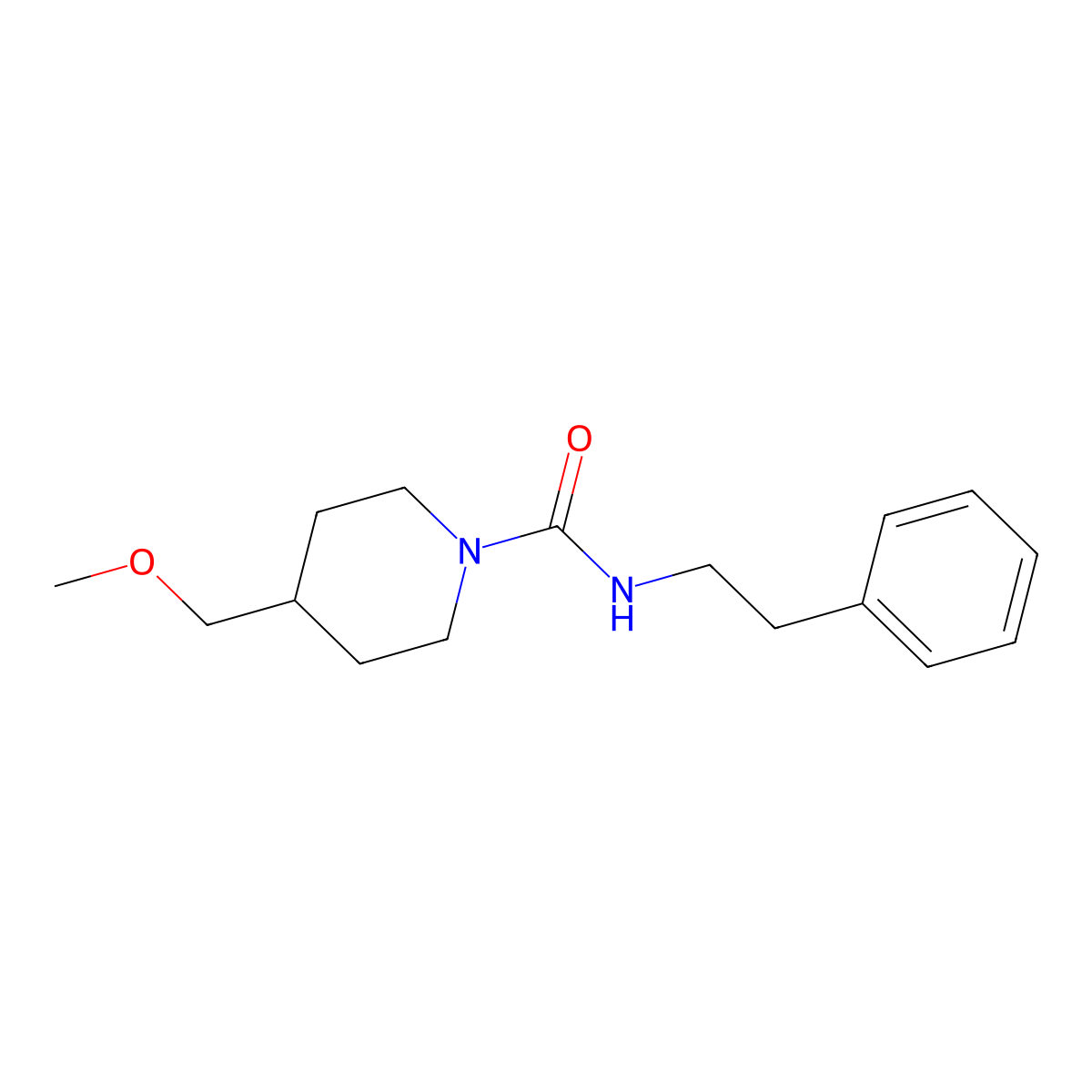 4-(methoxymethyl)-N-(2-phenylethyl)piperidine-1-carboxamide molecular structure, CAS 2326280-74-2
