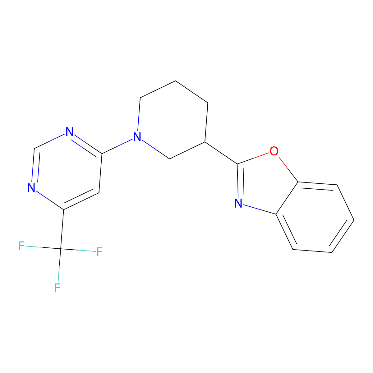 2-{1-[6-(Trifluoromethyl)pyrimidin-4-yl]piperidin-3-yl}-1,3-benzoxazole molecular structure, CAS 2326289-09-0