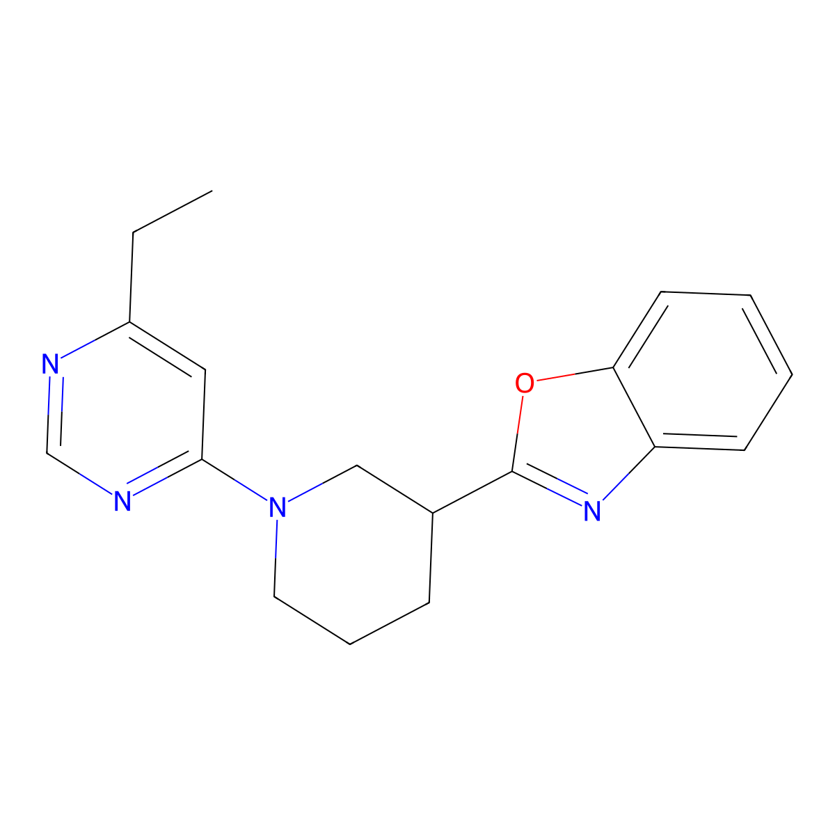 2-[1-(6-Ethylpyrimidin-4-yl)piperidin-3-yl]-1,3-benzoxazole molecular structure, CAS 2326289-36-3