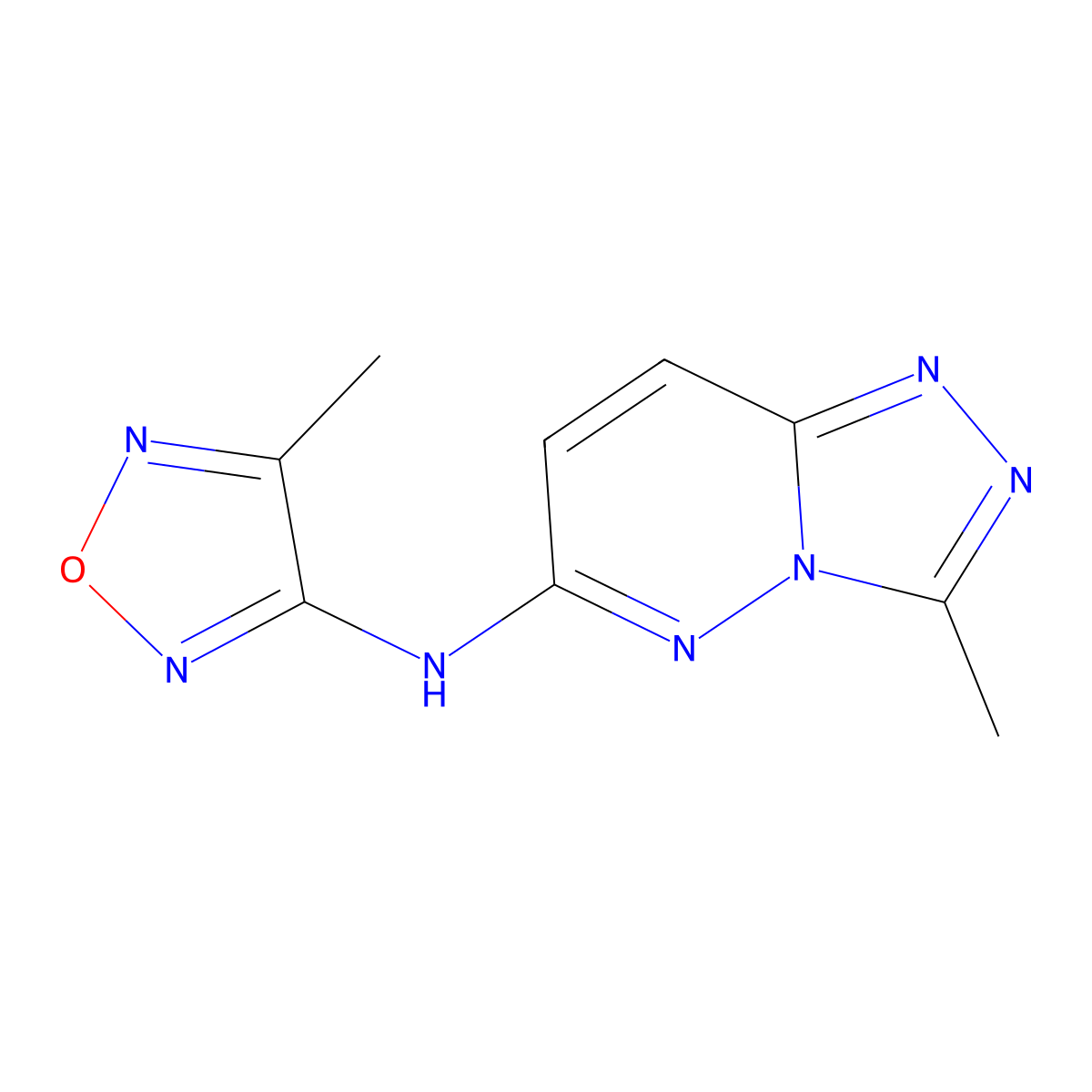 4-methyl-N-{3-methyl-[1,2,4]triazolo[4,3-b]pyridazin-6-yl}-1,2,5-oxadiazol-3-amine molecular structure, CAS 2326298-64-8