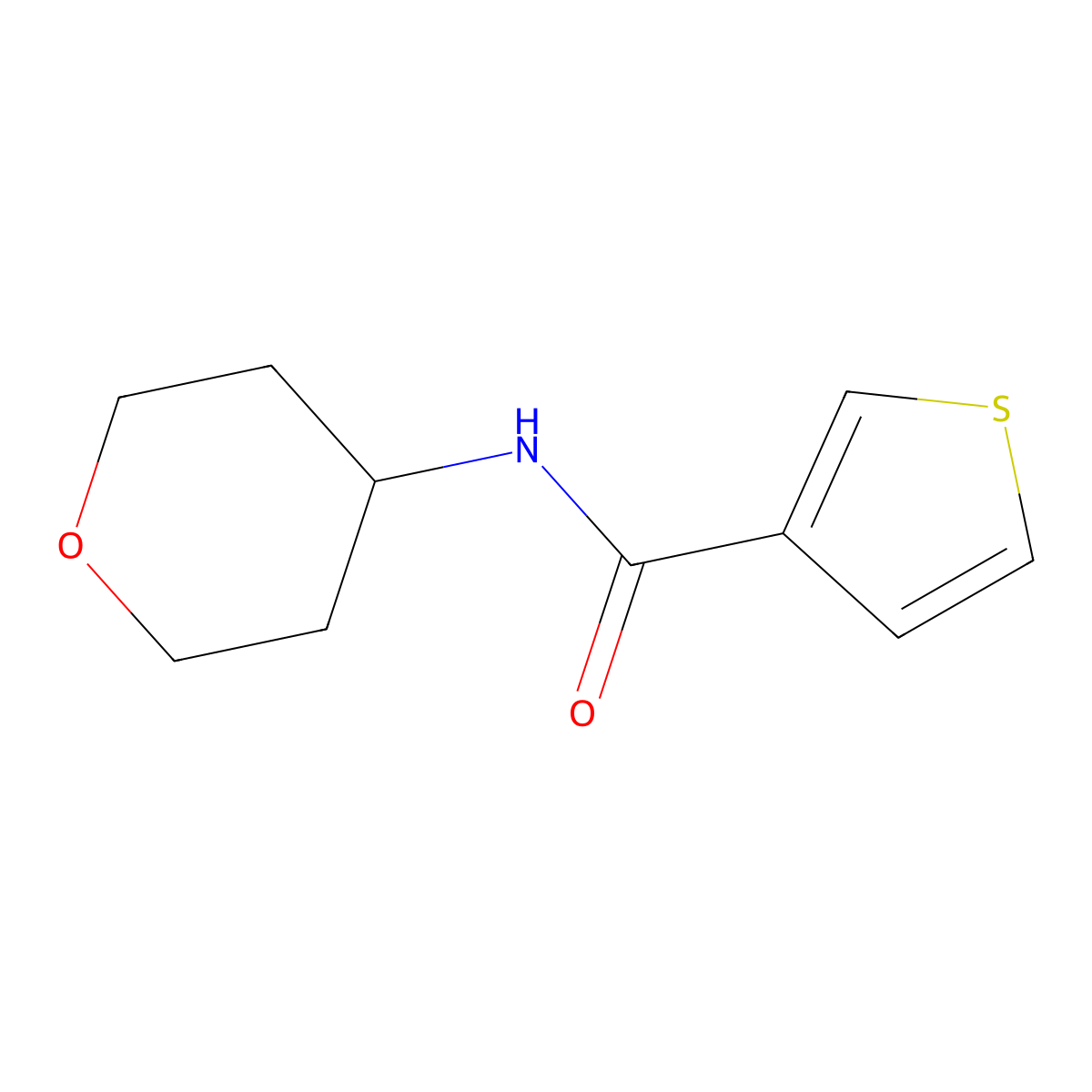 N-(oxan-4-yl)thiophene-3-carboxamide molecular structure, CAS 2326301-91-9