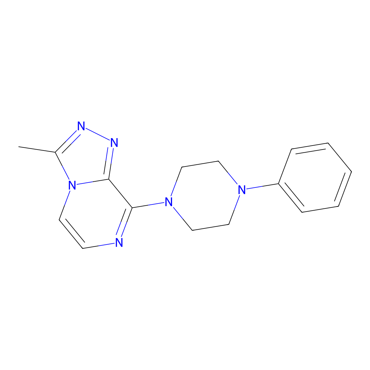 1-{3-Methyl-[1,2,4]triazolo[4,3-a]pyrazin-8-yl}-4-phenylpiperazine molecular structure, CAS 2326304-92-9