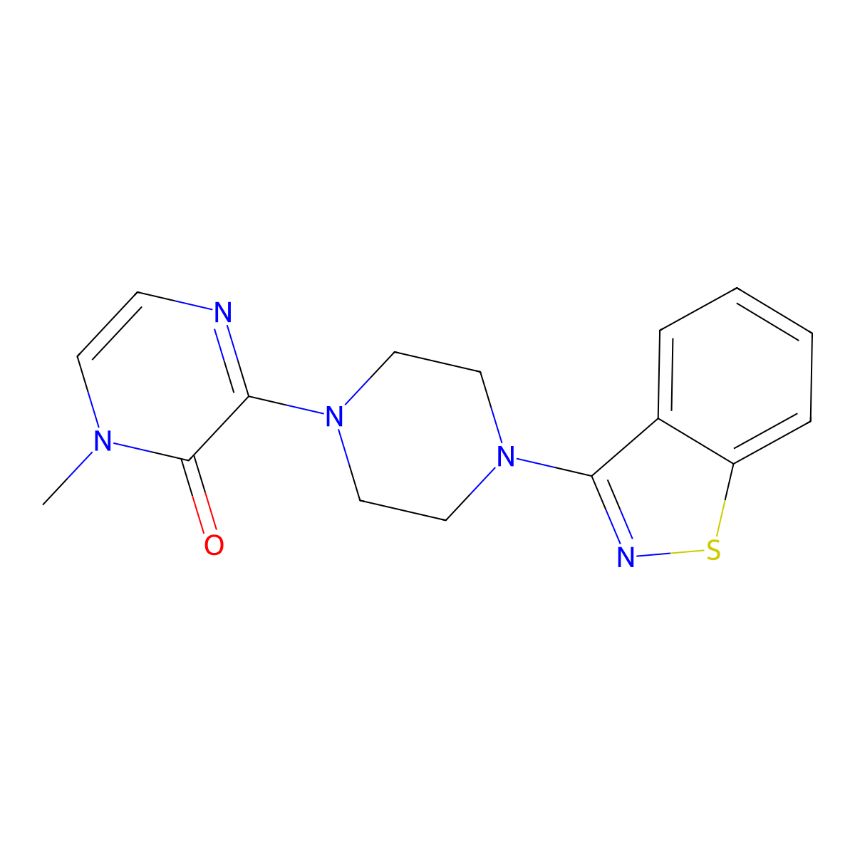 3-[4-(1,2-Benzothiazol-3-yl)piperazin-1-yl]-1-methyl-1,2-dihydropyrazin-2-one molecular structure, CAS 2326304-94-1