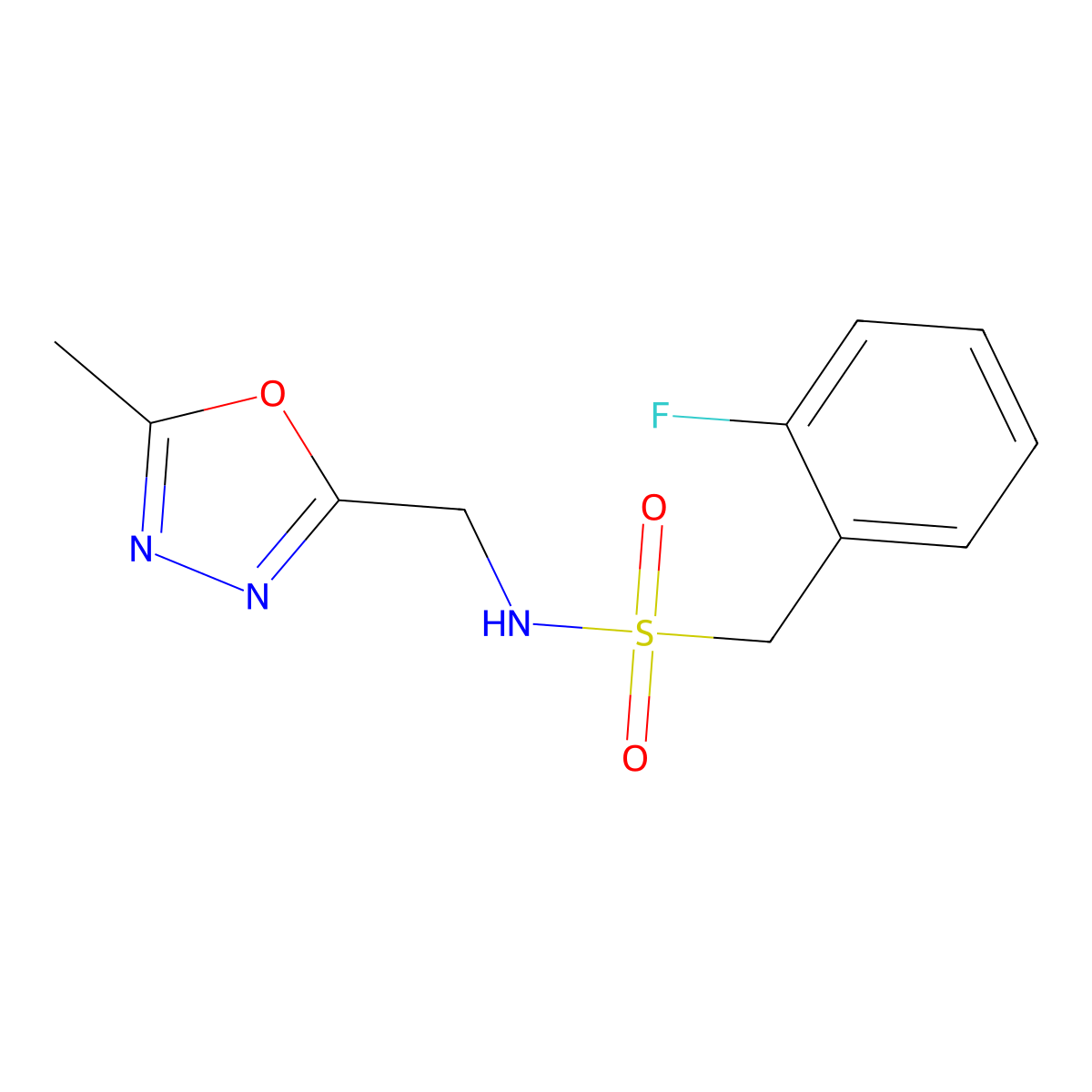 1-(2-fluorophenyl)-N-[(5-methyl-1,3,4-oxadiazol-2-yl)methyl]methanesulfonamide molecular structure, CAS 2326305-00-2