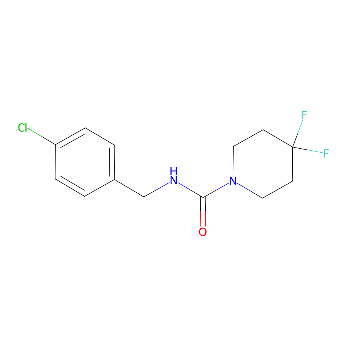 N-[(4-chlorophenyl)methyl]-4,4-difluoropiperidine-1-carboxamide molecular structure, CAS 2326307-45-1