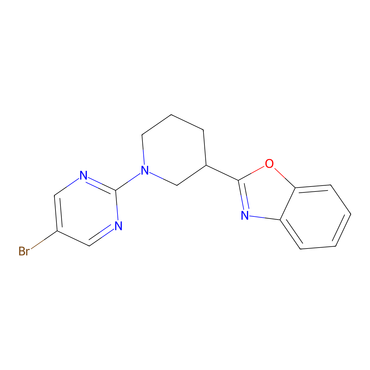 2-[1-(5-Bromopyrimidin-2-yl)piperidin-3-yl]-1,3-benzoxazole molecular structure, CAS 2326315-44-8