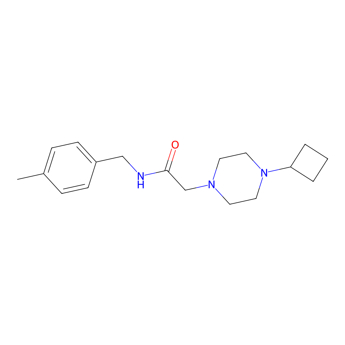 2-(4-cyclobutylpiperazin-1-yl)-N-[(4-methylphenyl)methyl]acetamide molecular structure, CAS 2326319-46-2
