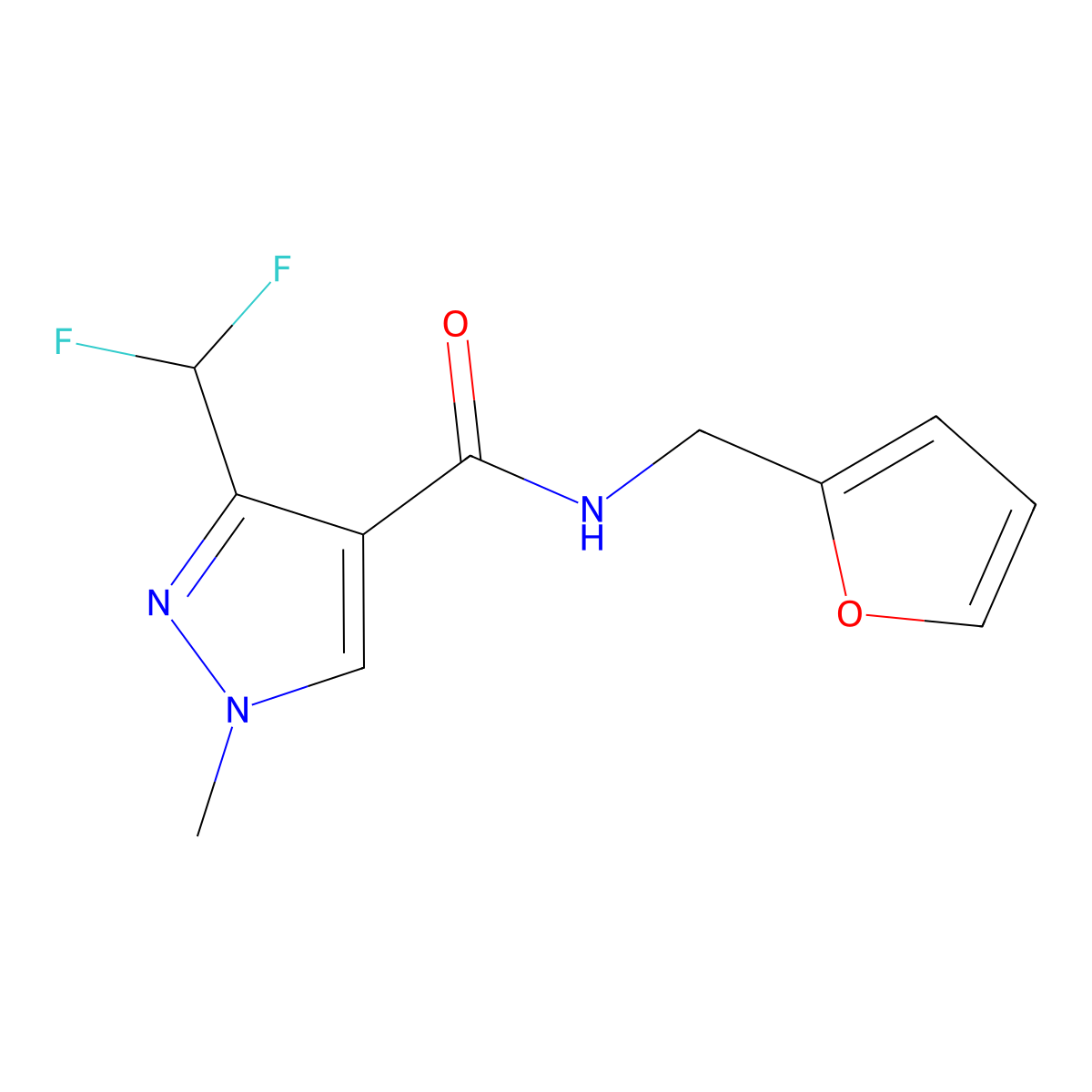 3-(difluoromethyl)-N-[(furan-2-yl)methyl]-1-methyl-1H-pyrazole-4-carboxamide molecular structure, CAS 2326373-81-1